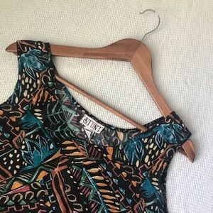 Stunt | vintage subtle funky print top | 100% silk | size: L
